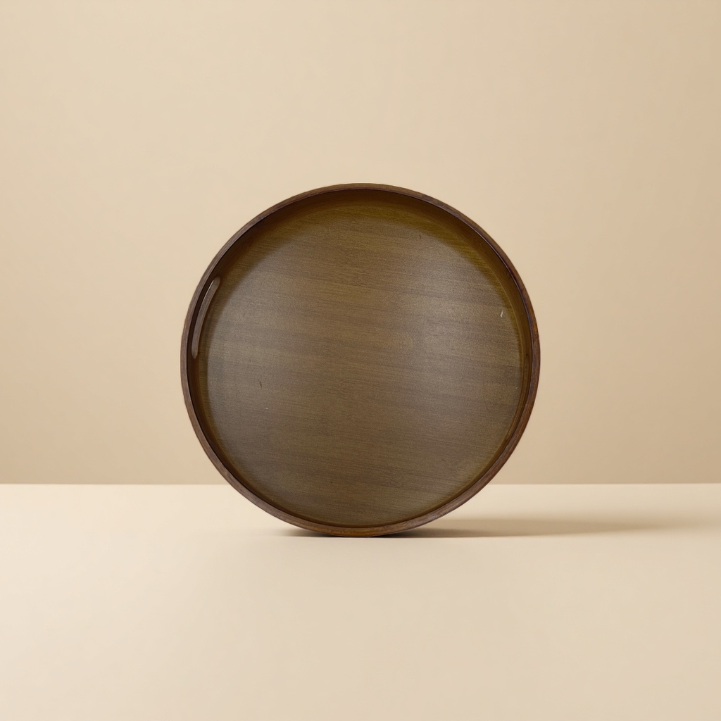Brown Round Double-Ear Tray, 40X40cm Specification drawing