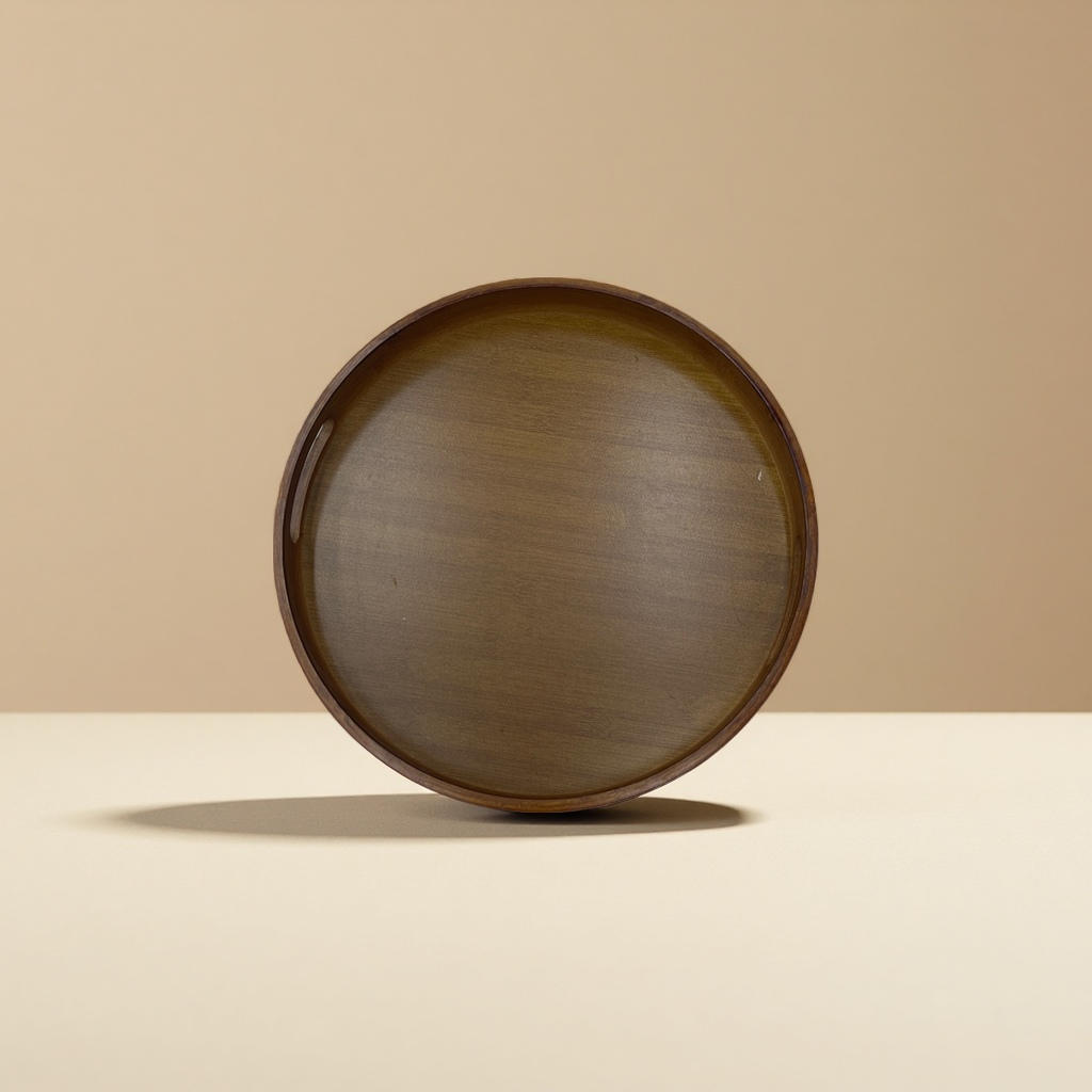 Brown Round Double-Ear Tray, 40X40cm