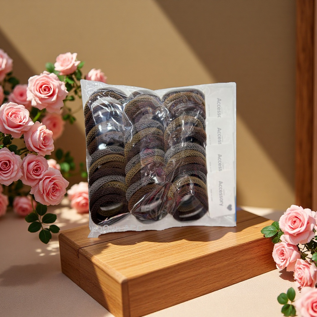 4 high-elasticity striped hair bands, seamless, high-end jacquard style tag headband Application Scenario