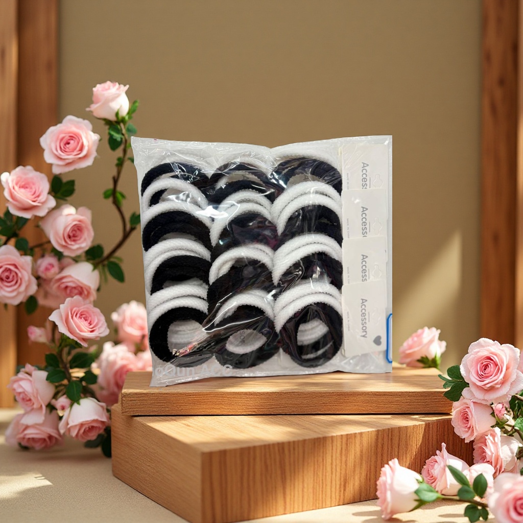 4 high-elasticity striped hair bands, seamless, high-end jacquard style tag headband Specification image