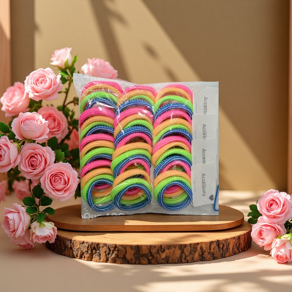 4 high-elasticity striped hair bands, seamless, high-end jacquard style tag headband Item Picture