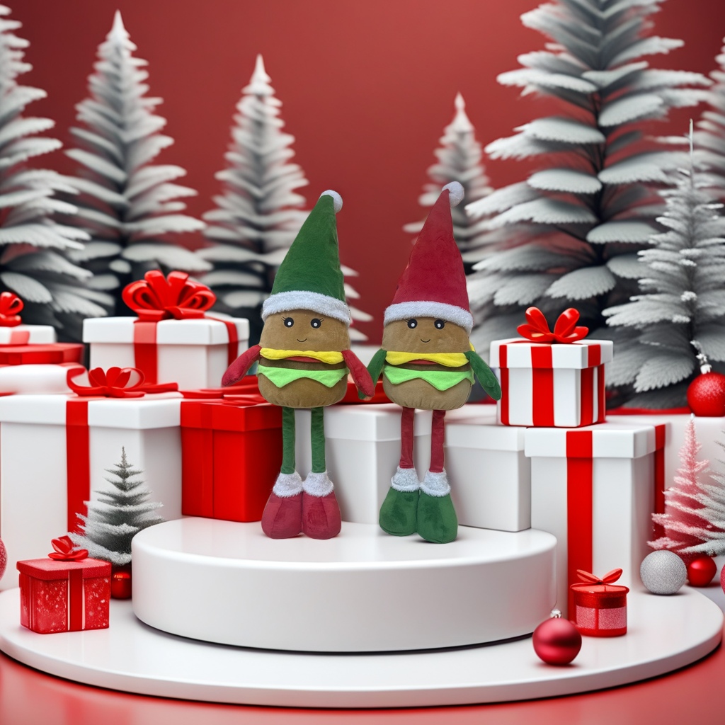 Christmas plush toy hamburger, cute decorative gift for giving