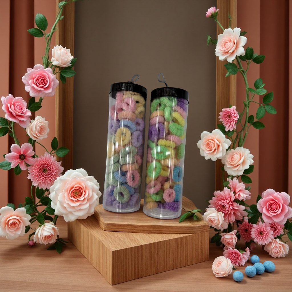70 buckets of cute popcorn towel hoop hair ties for children and fashionable hair accessories for girls to tie their hair details Picture