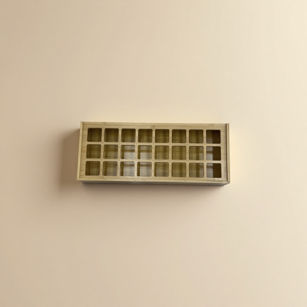 24-Compartment Glass Bottle Storage Rack Specification drawing