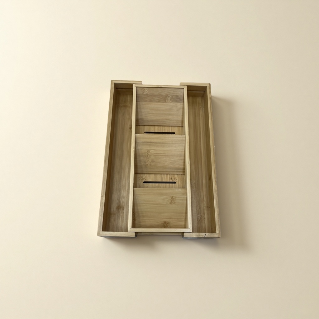 Three-Compartment Telescopic Knife And Fork Storage Box Specification drawing