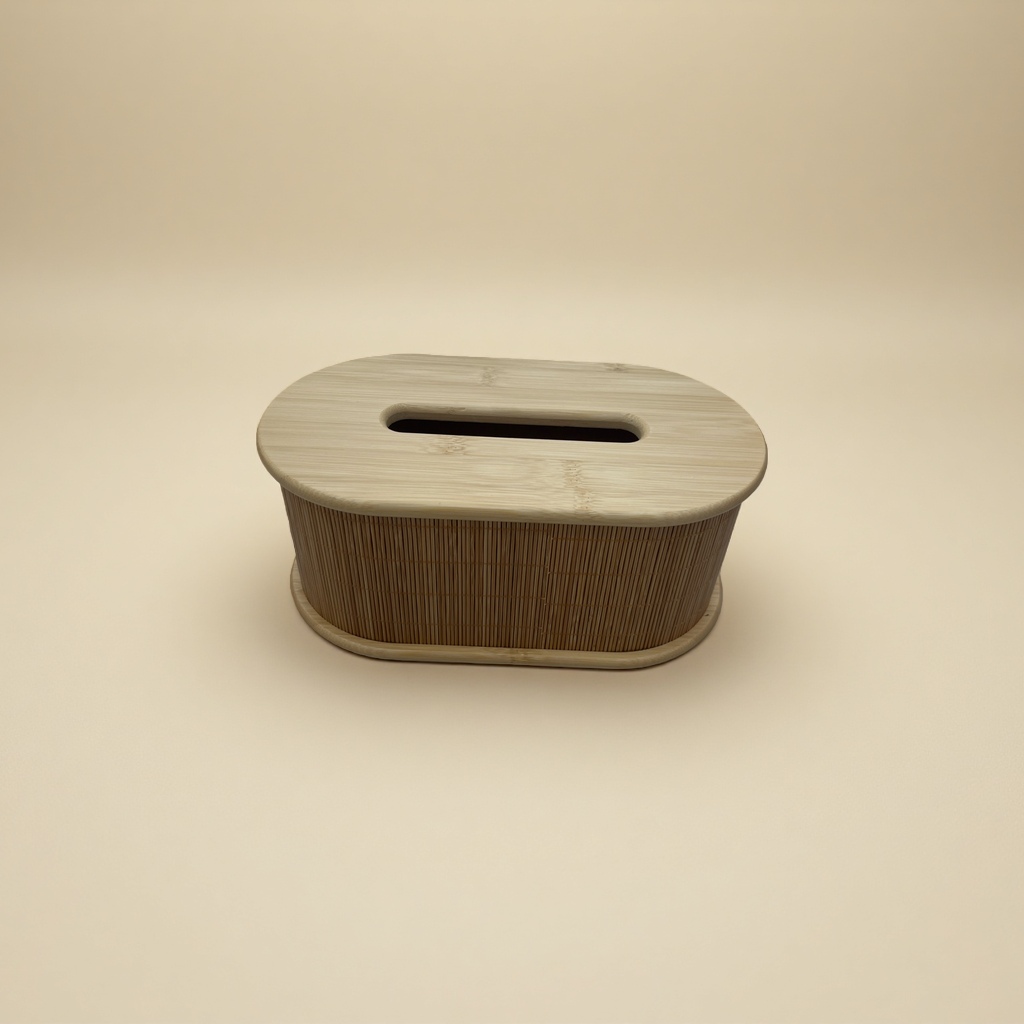 Oval-Shaped Natural-Color Tissue Box details Picture