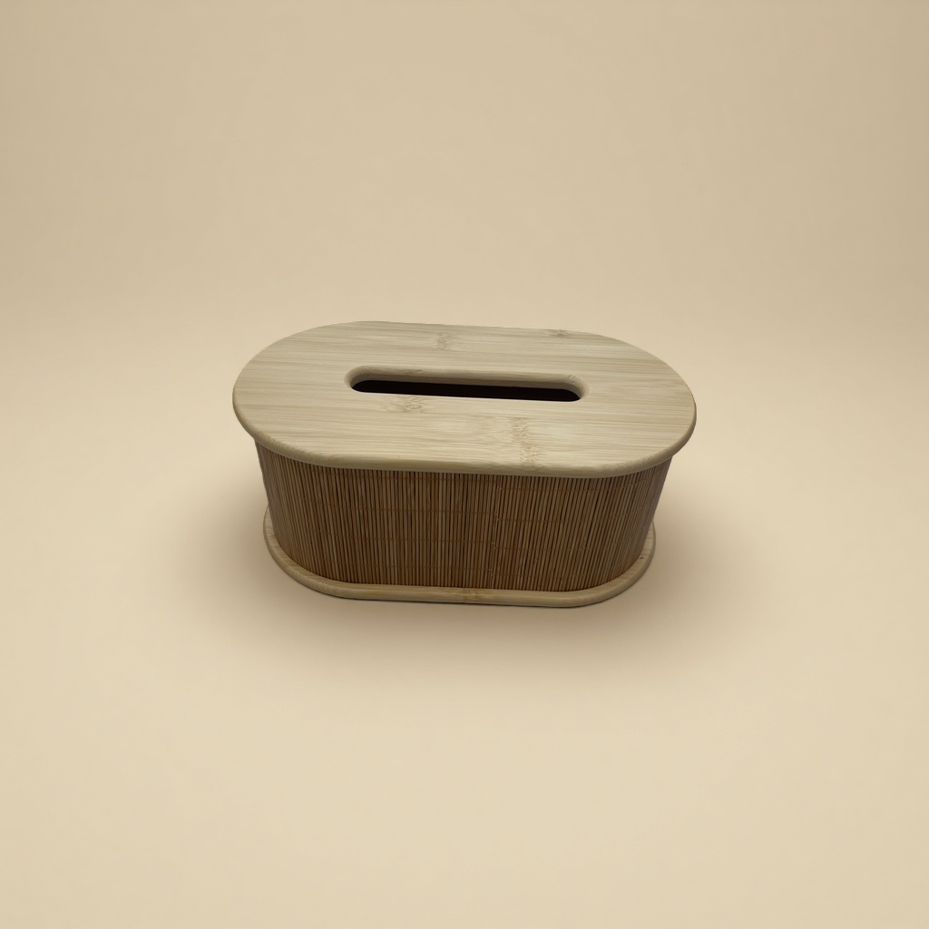 Oval-Shaped Natural-Color Tissue Box Specification drawing