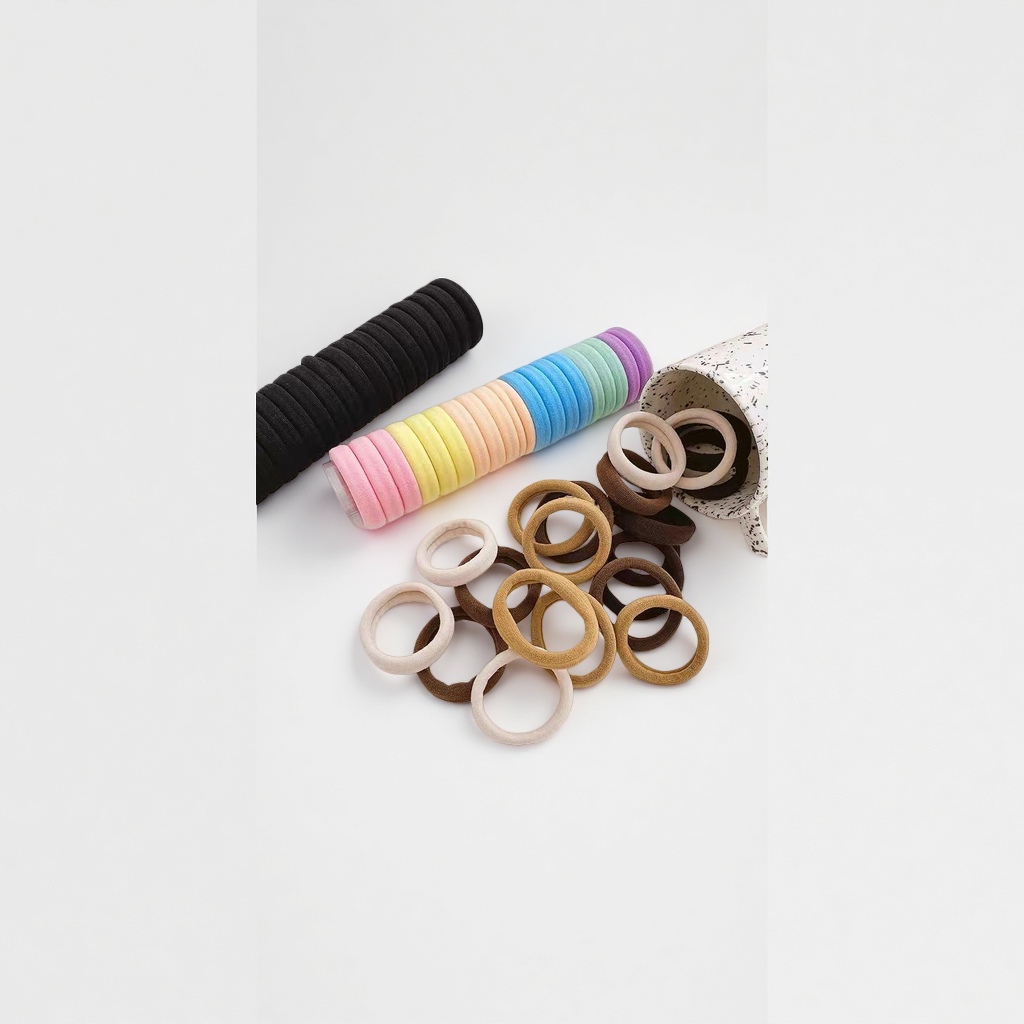 Korean version 20 cans of seamless high-elasticity towel bands, hairbands that won't damage hair, simple coffee-colored hair ties. 154112716 details Picture