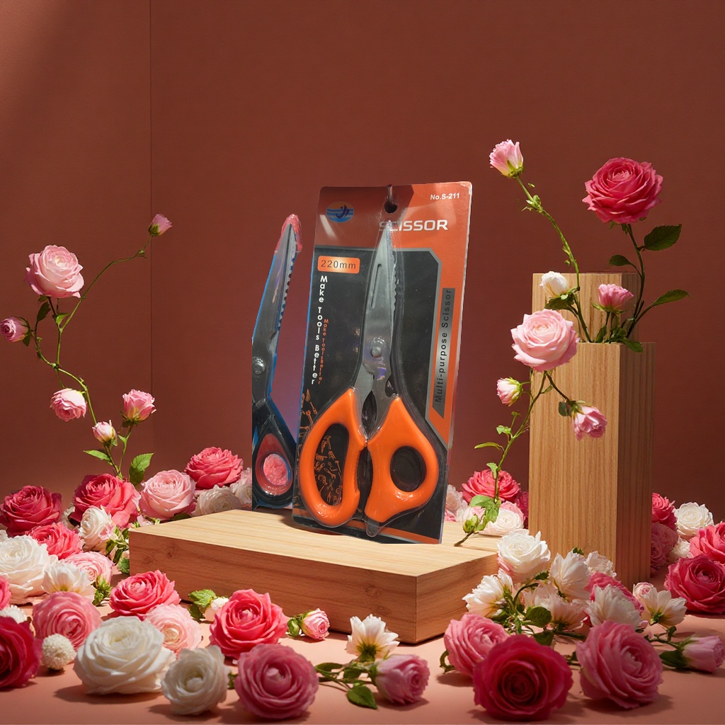 Household stainless steel large anti-slip handle industrial-grade cutting tool scissors details Picture