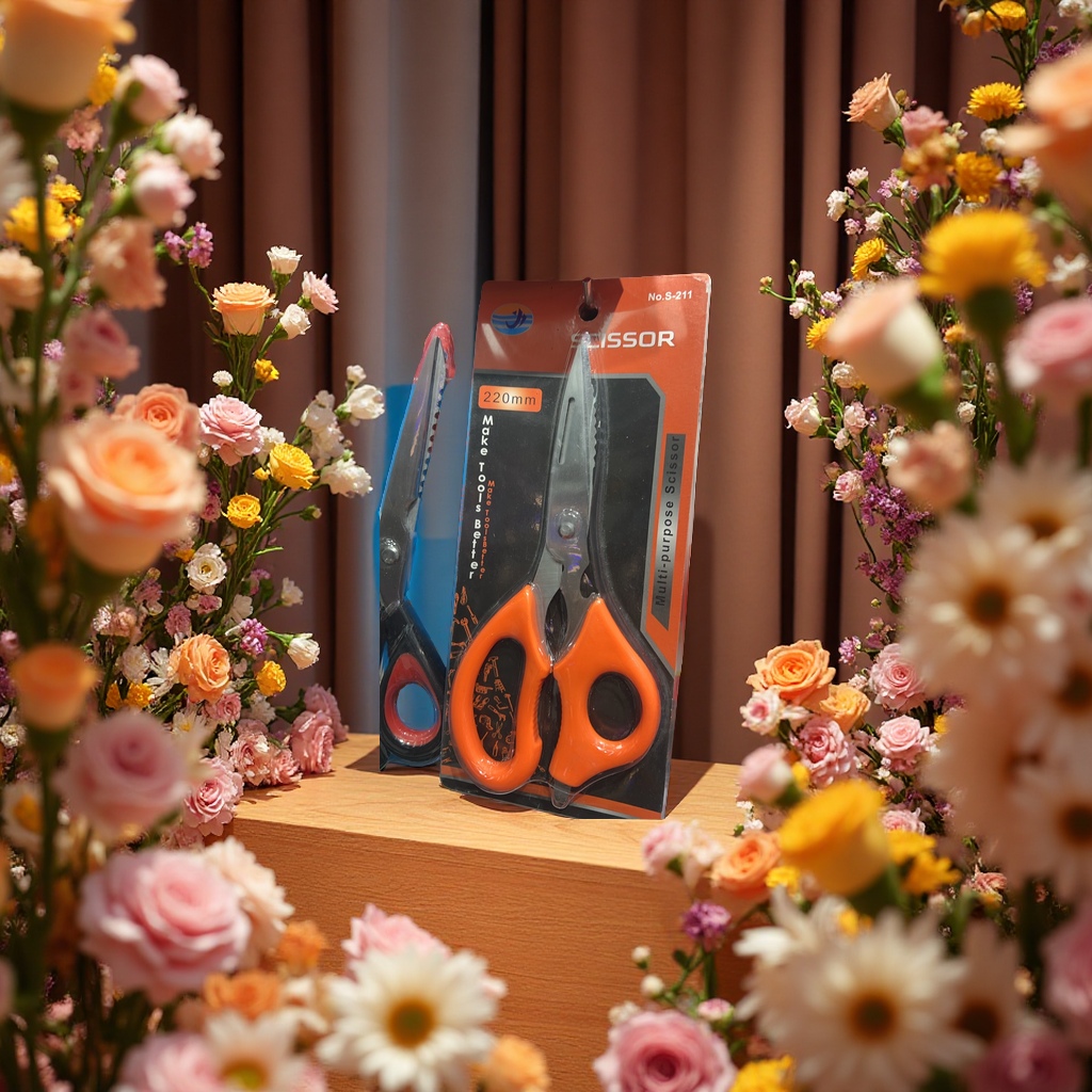 Household stainless steel large anti-slip handle industrial-grade cutting tool scissors Specification image