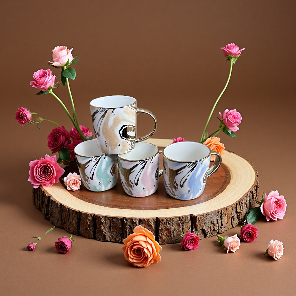 陶瓷杯简约风骨瓷杯家用耐高温茶杯送礼佳品