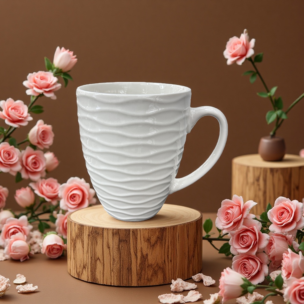 陶瓷杯子日常简约喝水杯家用耐高温茶杯耐用防摔