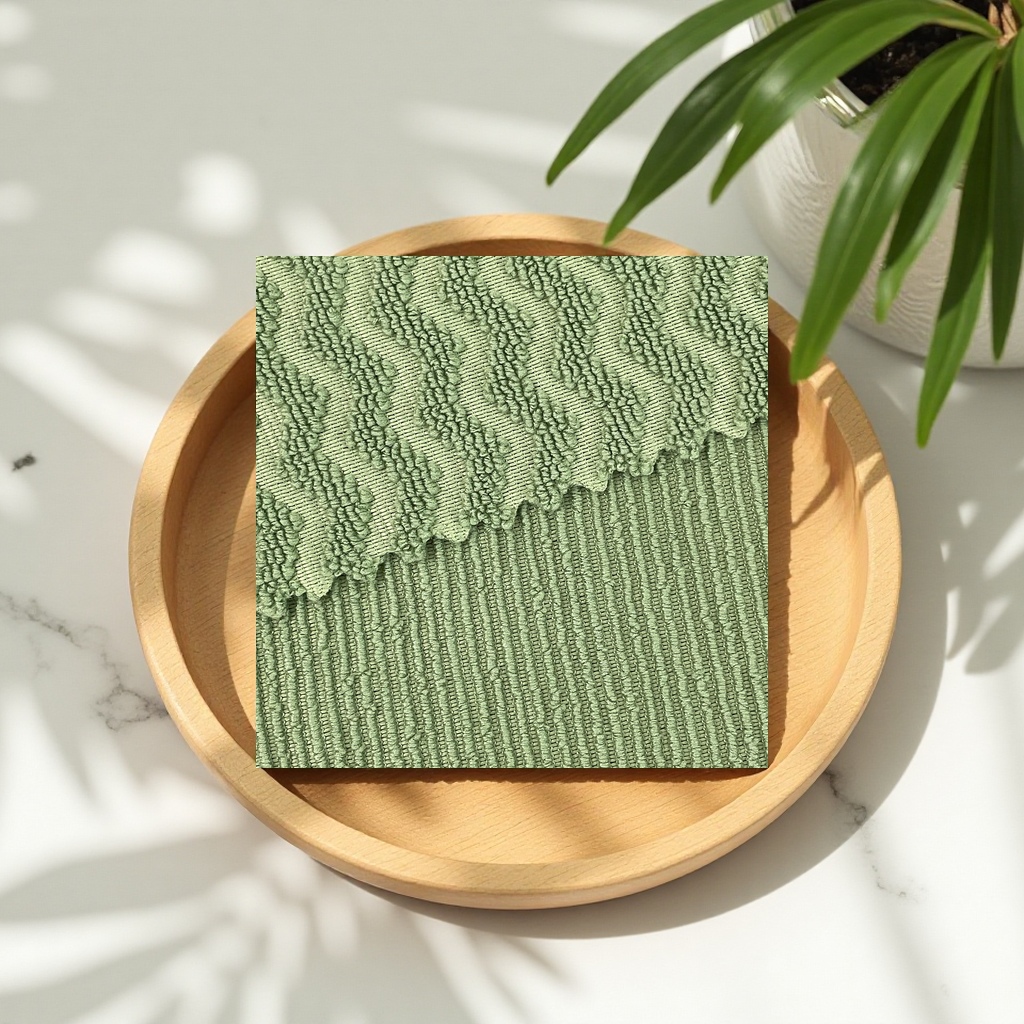 W-patterned double-sided cleaning cloth, thickened, absorbent and non-shedding, kitchen dishcloth, household glass cleaning wonder cloth Specification image