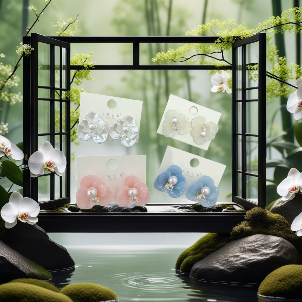 Korean flower pearl butterfly earrings, a sweet, elegant, fashionable and individualistic summer style for women