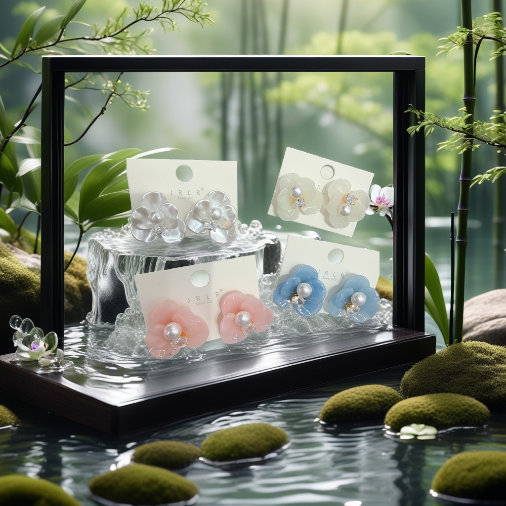 Korean flower pearl butterfly earrings, a sweet, elegant, fashionable and individualistic summer style for women details Picture