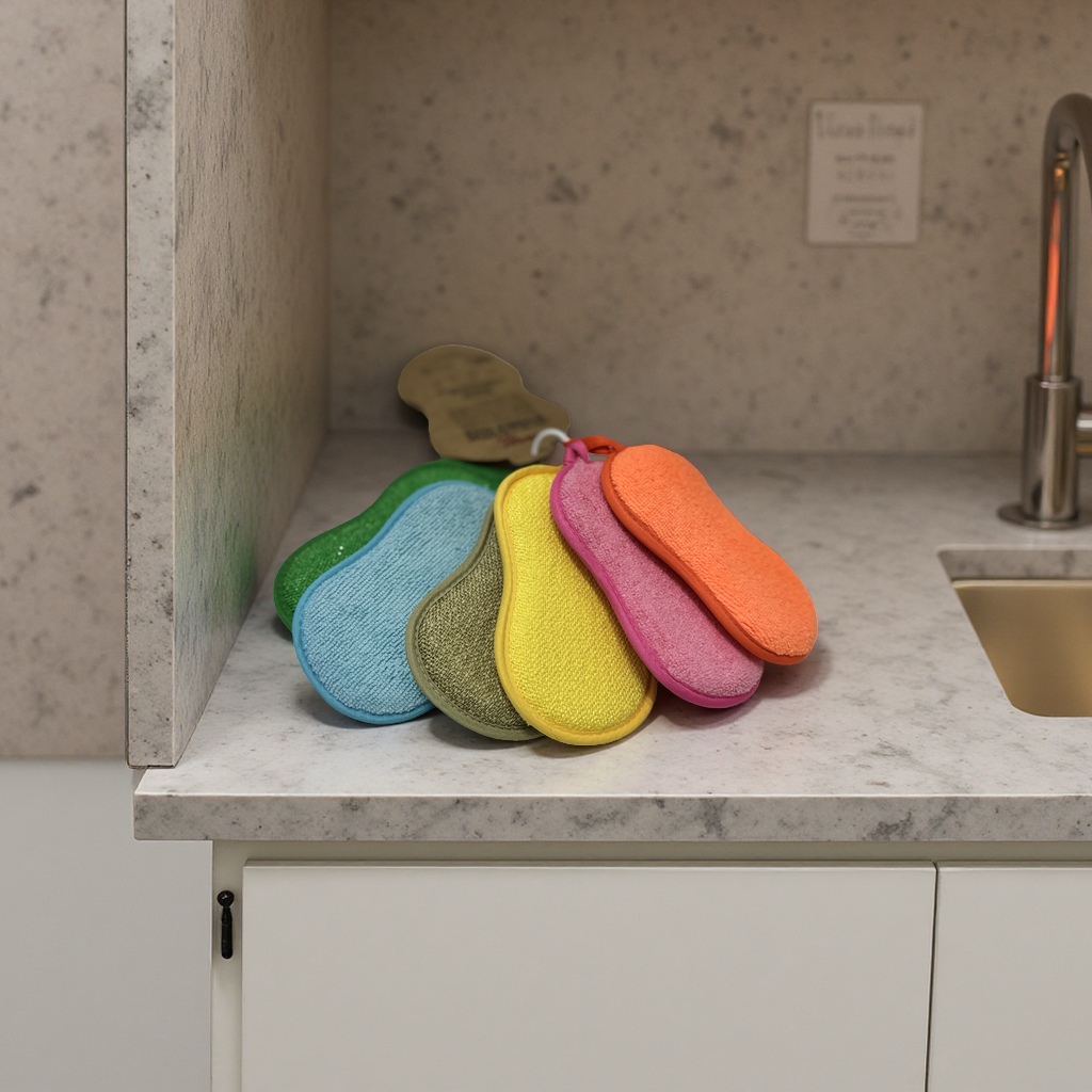 Superfine fiber double-sided thickened dishwashing sponge, water-absorbing kitchen cloth, pot scrubbing magic tool, scouring pad, sponge, nano sponge Item Picture