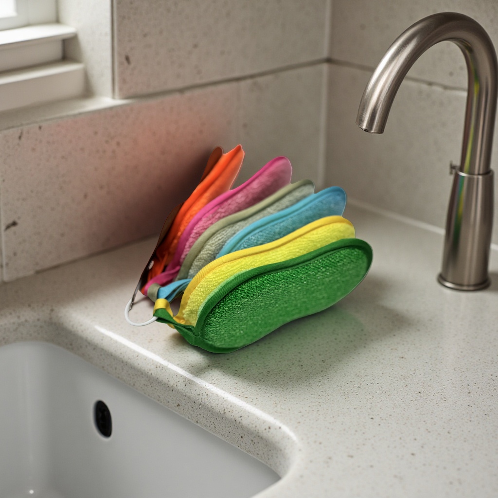 Superfine fiber double-sided thickened dishwashing sponge, water-absorbing kitchen cloth, pot scrubbing magic tool, scouring pad, sponge, nano sponge Specification image