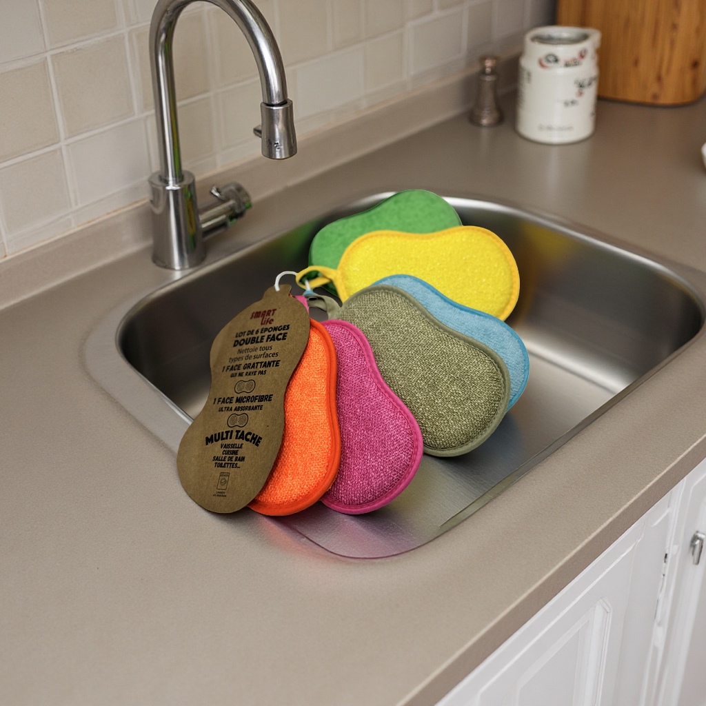 Superfine fiber double-sided thickened dishwashing sponge, water-absorbing kitchen cloth, pot scrubbing magic tool, scouring pad, sponge, nano sponge Application Scenario