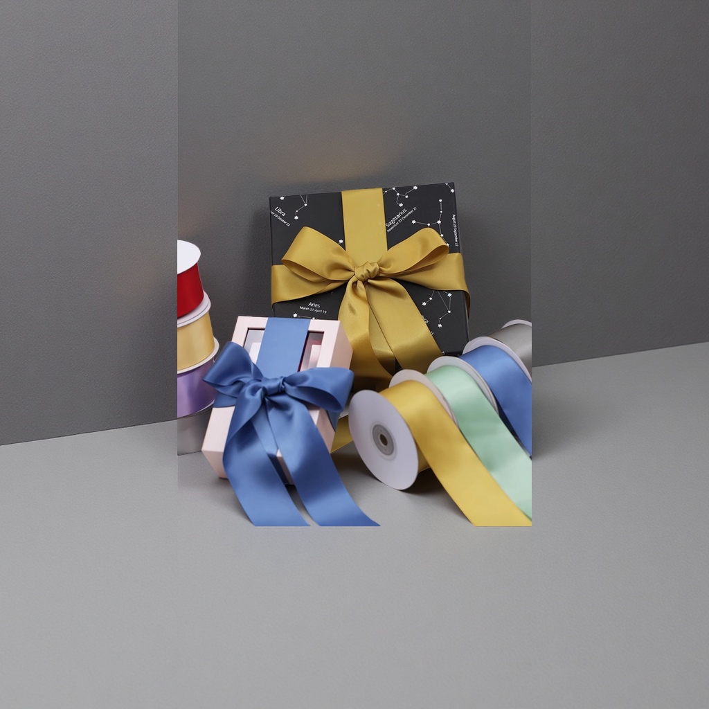 3.8cm double-sided encrypted solid color silk ribbon colored polyester satin ribbon cake bouquet gift packaging Handmade diy factory wholesale Specification image