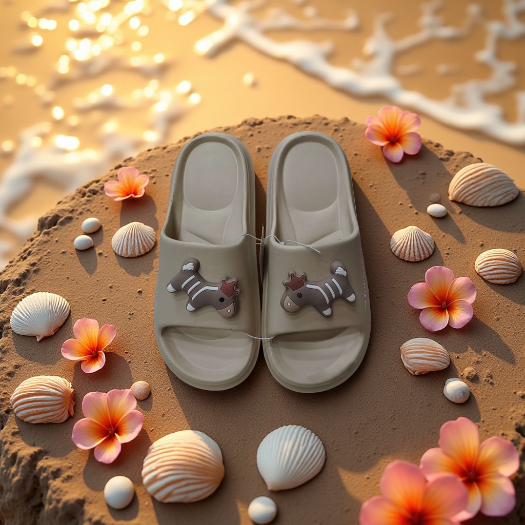 Summer home women's breathable, comfortable and anti-slip soft-soled slippers in brown pony style Specification image