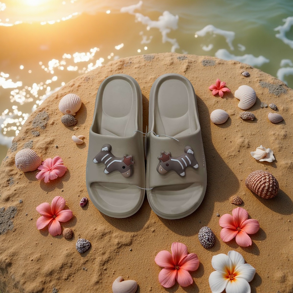 Summer home women's breathable, comfortable and anti-slip soft-soled slippers in brown pony style details Picture