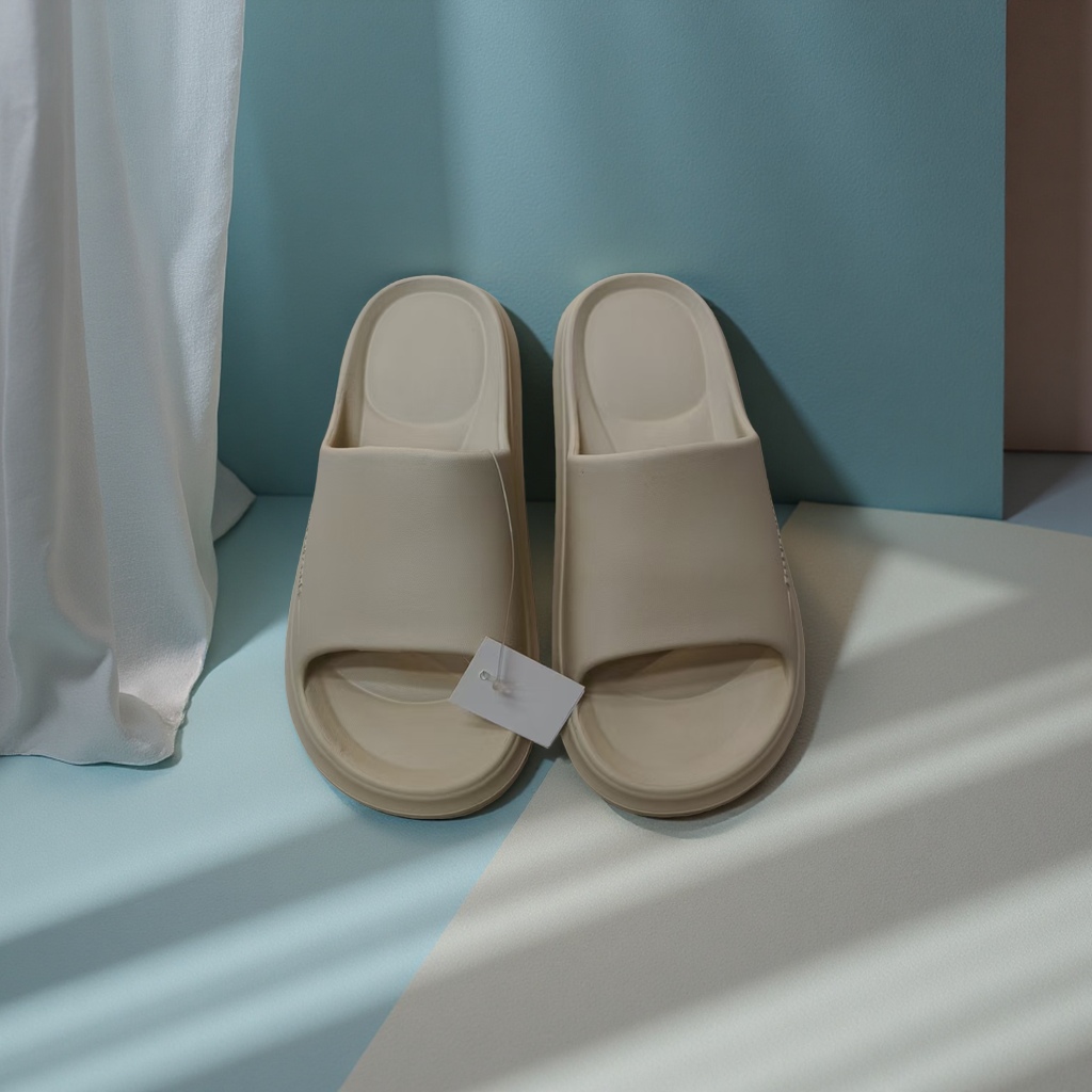 夏季居家女款透气舒适防滑软底拖鞋1602A米白