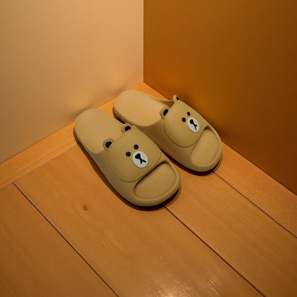 Summer home women's breathable, comfortable and anti-slip soft-soled slippers in yellow bear style Specification image