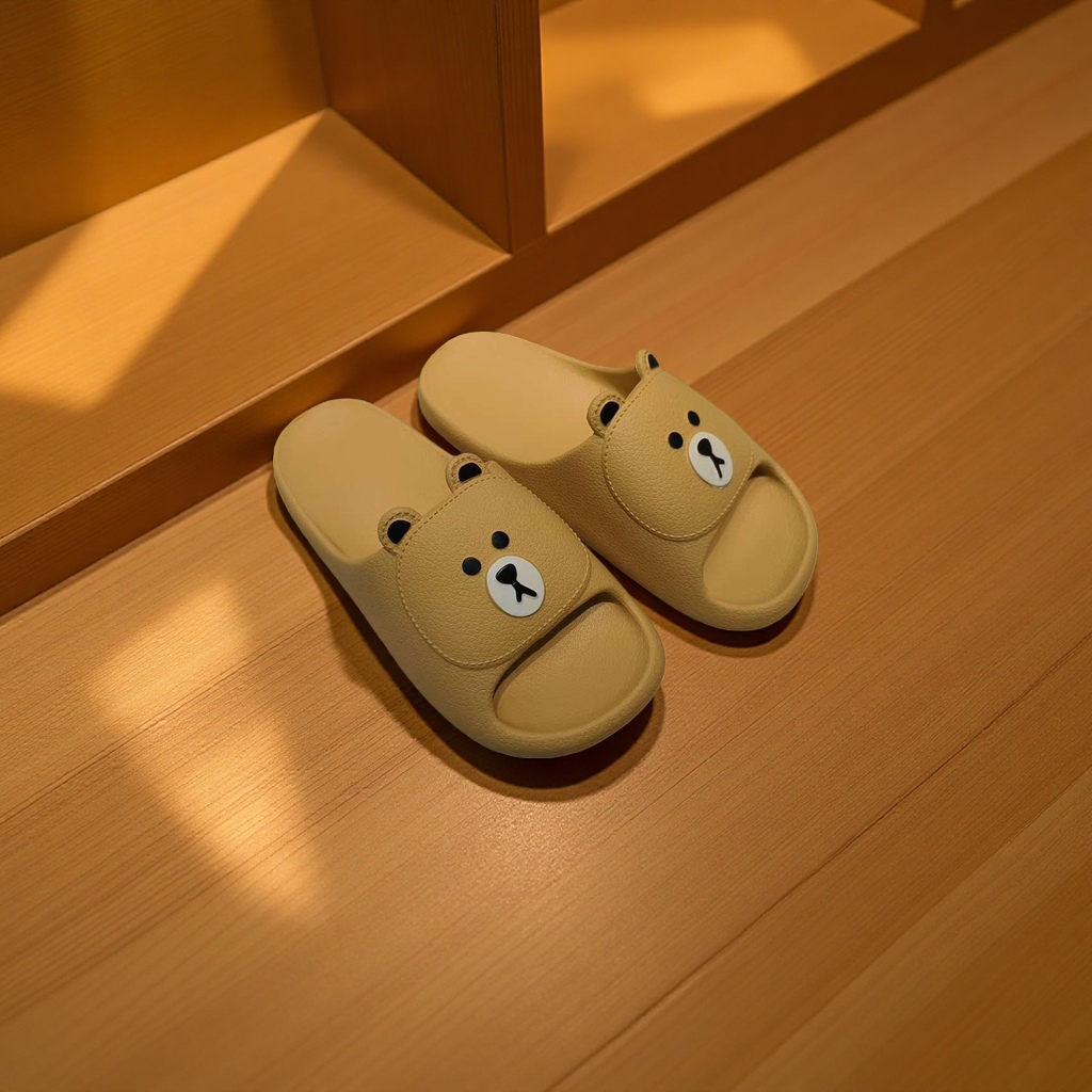 Summer home women's breathable, comfortable and anti-slip soft-soled slippers in yellow bear style details Picture