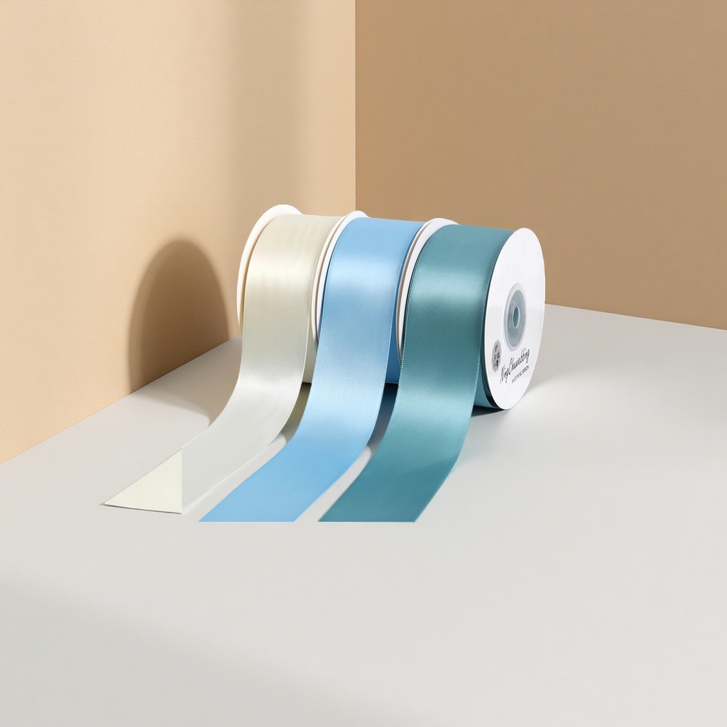 3.2cm Double-sided encrypted solid color silk ribbon colored polyester satin ribbon cake bouquet gift packaging Handmade diy factory wholesale details Picture