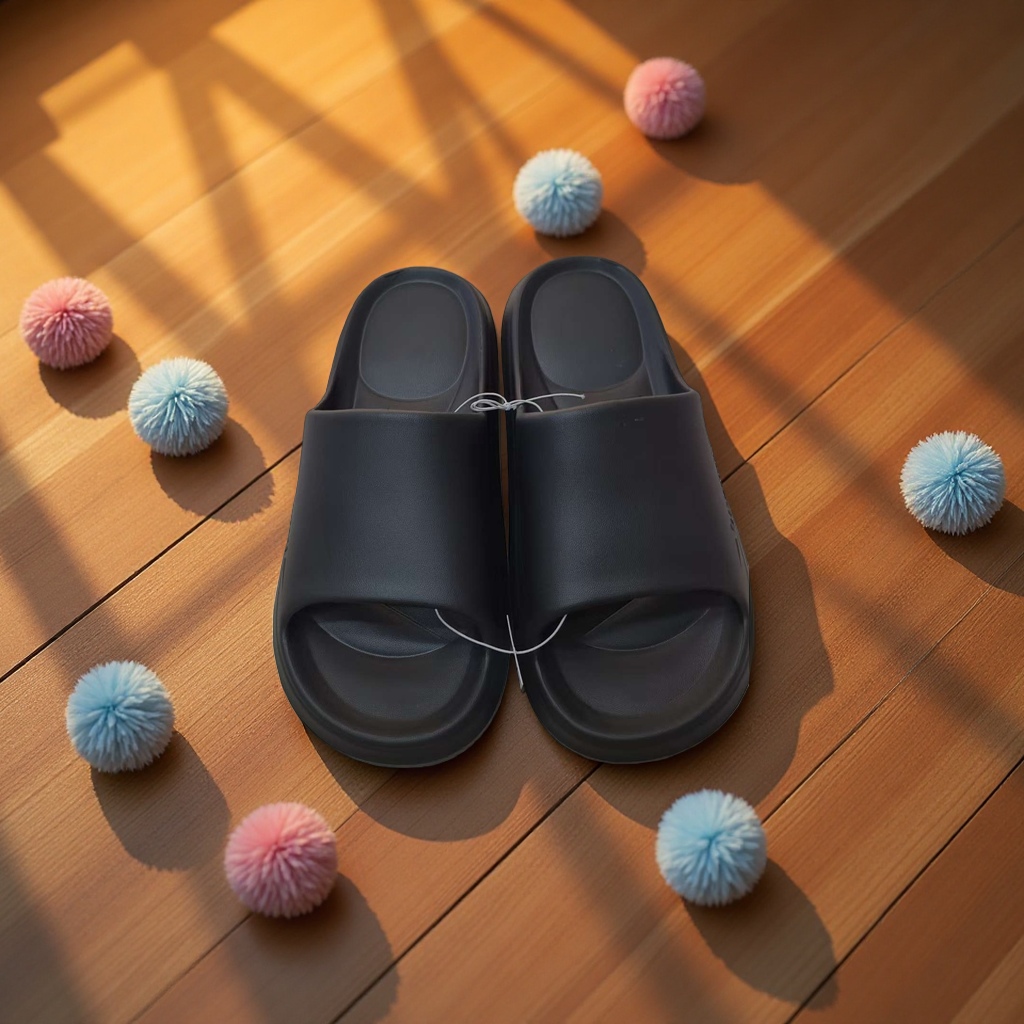 Summer home women's breathable, comfortable and anti-slip soft-soled slippers 1602A black Specification image
