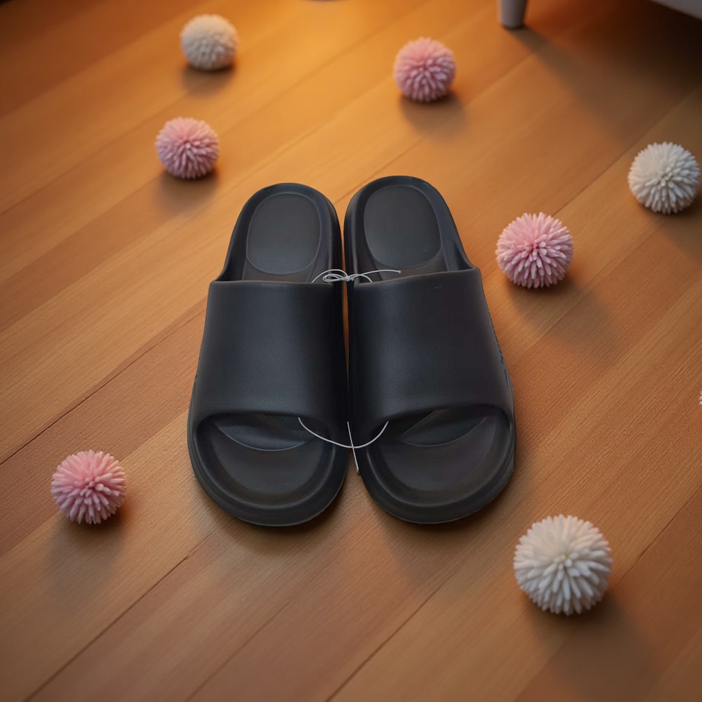 Summer home women's breathable, comfortable and anti-slip soft-soled slippers 1602A black details Picture
