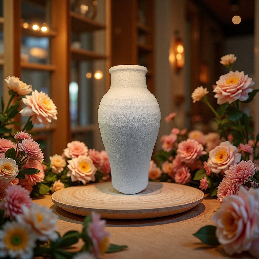 The white ceramic vase is a simple and modern home decoration item Application Scenario