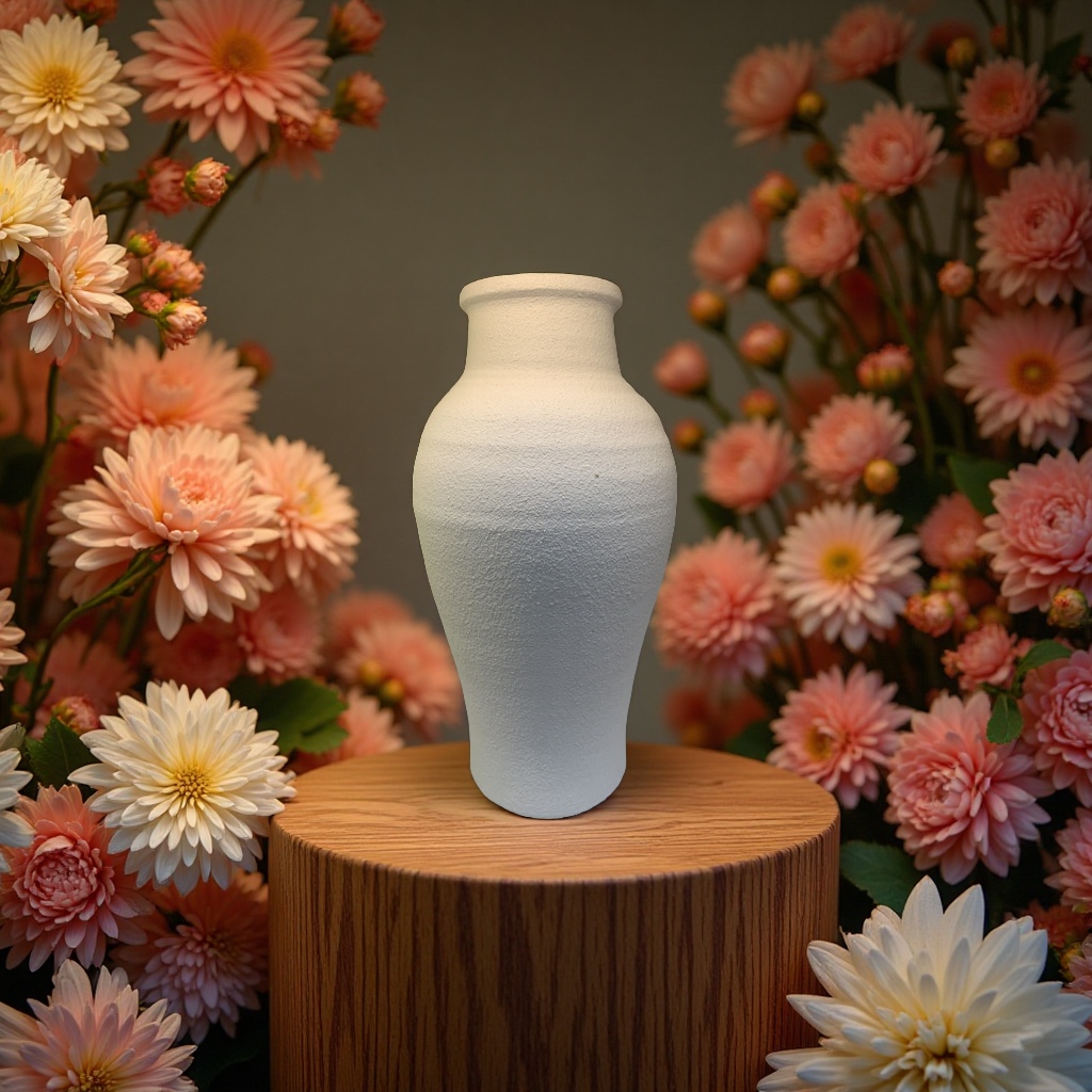 The white ceramic vase is a simple and modern home decoration item details Picture