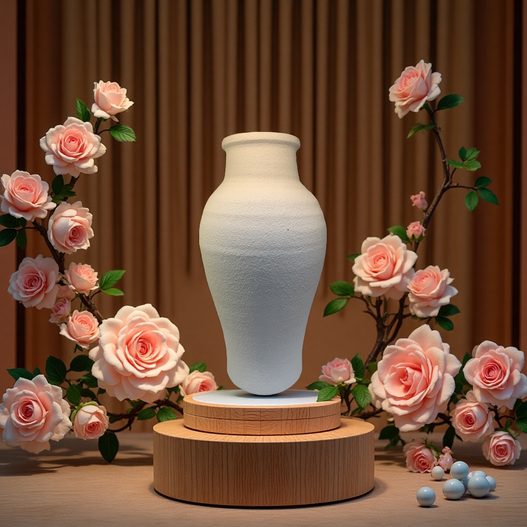 The white ceramic vase is a simple and modern home decoration item