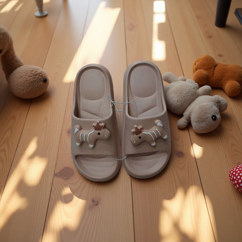 Summer home women's breathable, comfortable and anti-slip soft-soled slippers in pink pony style Application Scenario
