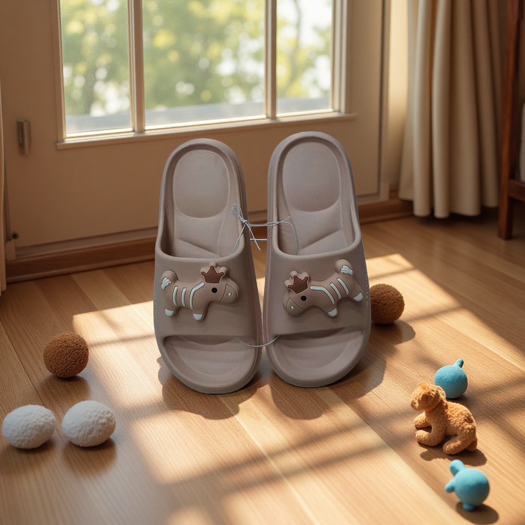 夏季居家女款透气舒适防滑软底拖鞋小马款粉色