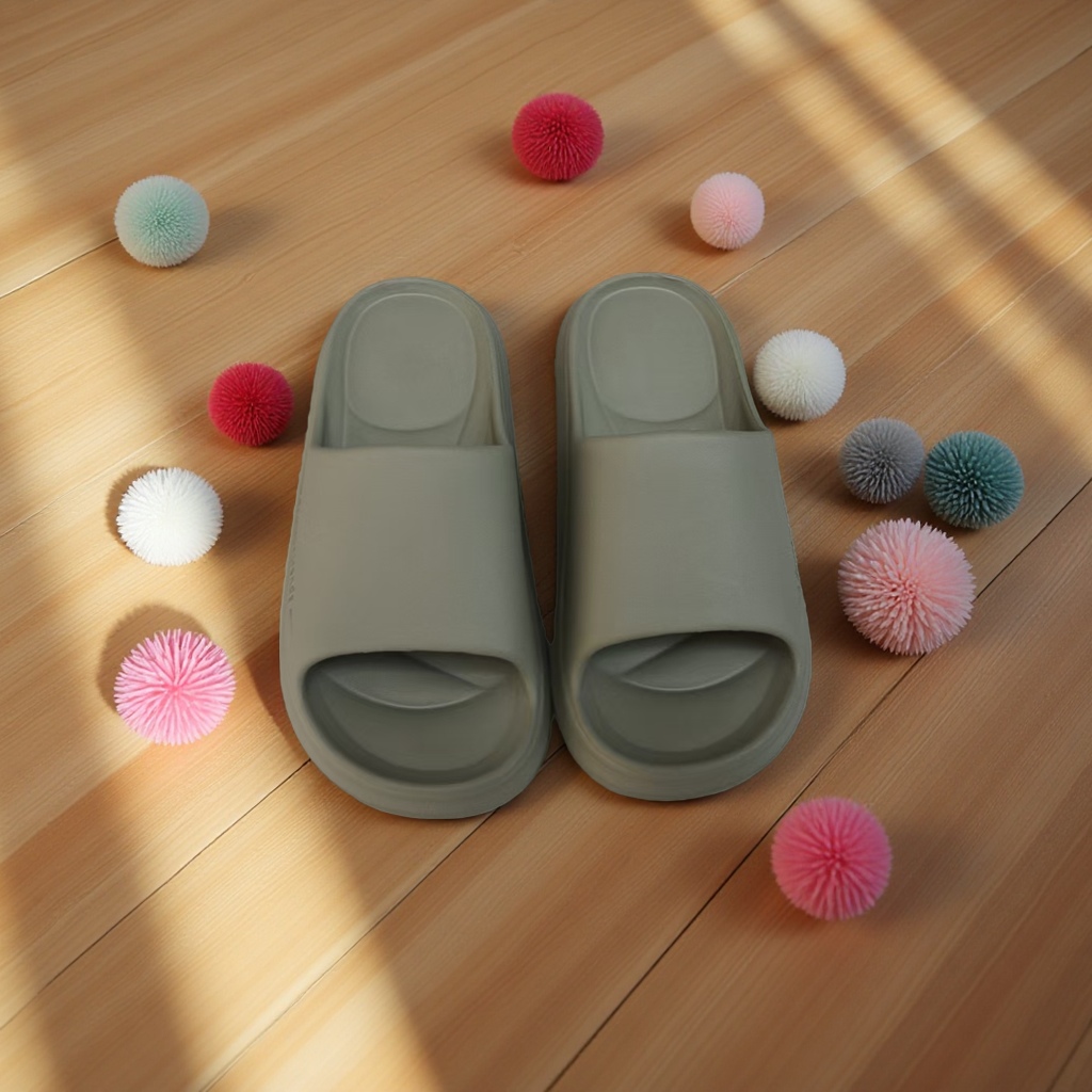 Summer home women's breathable, comfortable and anti-slip soft-soled slippers 1602A green Application Scenario