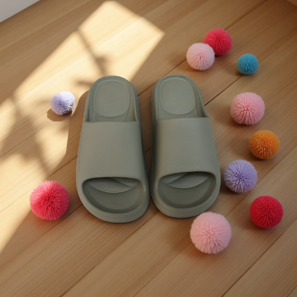 Summer home women's breathable, comfortable and anti-slip soft-soled slippers 1602A green Specification image
