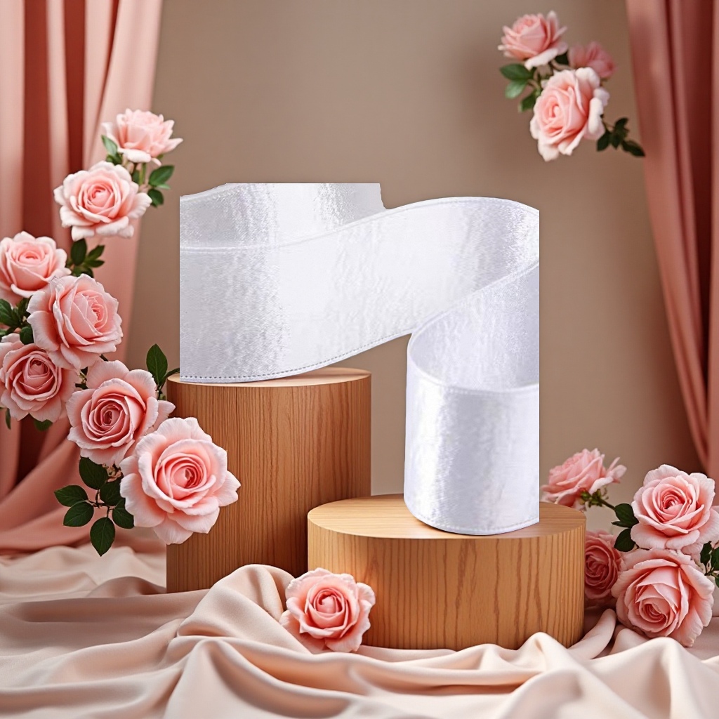 4cm double-sided glittering velvet ribbon, gold and silver pink glossy satin webbing, diy bow hair accessory material, clothing accessory Application Scenario