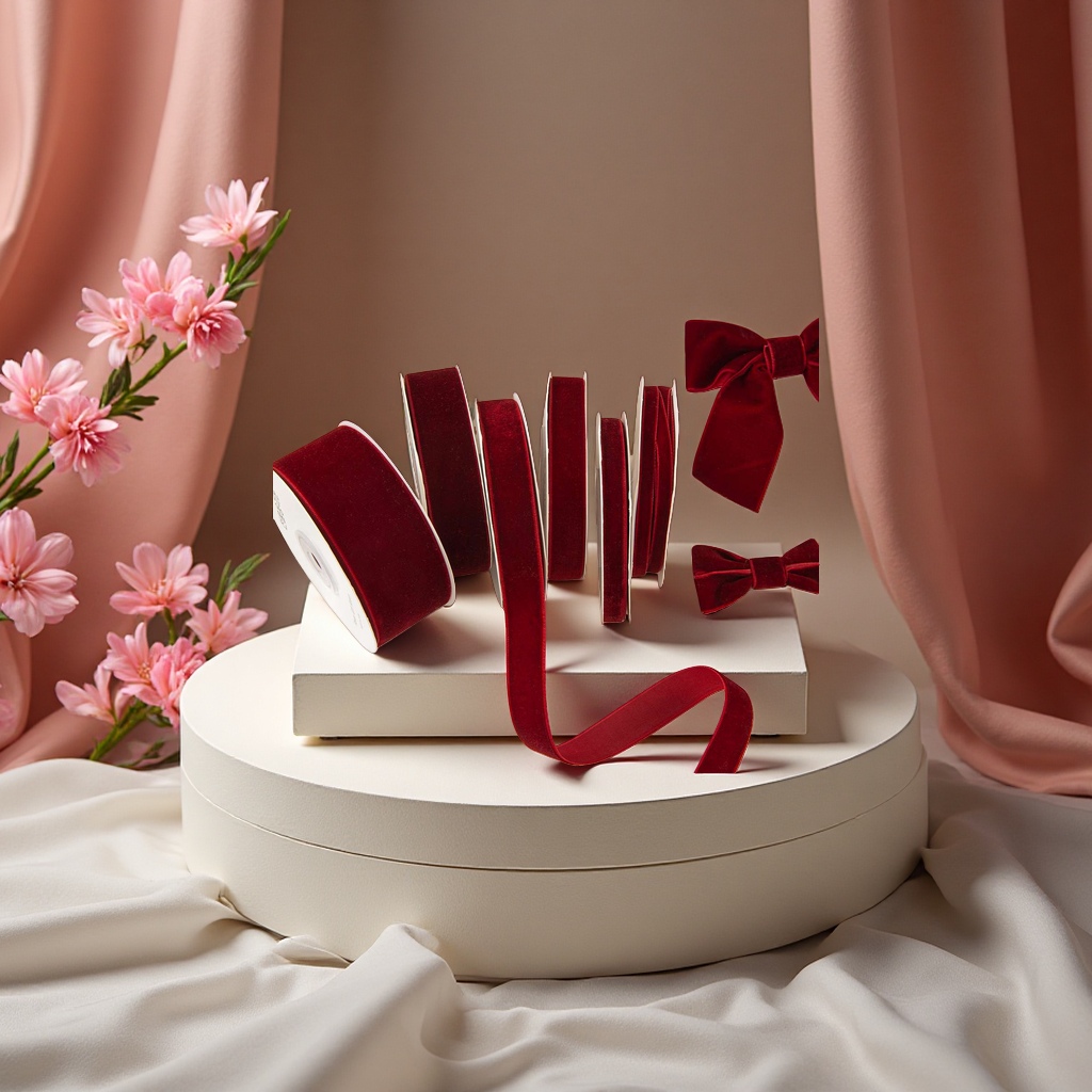 A 200-yard golden long ribbon for decorating gift packaging with flocked ribbons Item Picture
