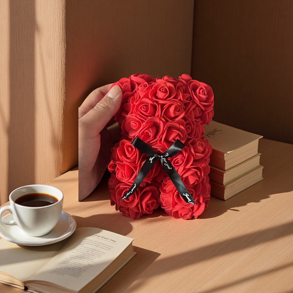 PE泡沫玫瑰花熊儿童玩具可爱毛绒玩偶 plush玩偶 soft toy