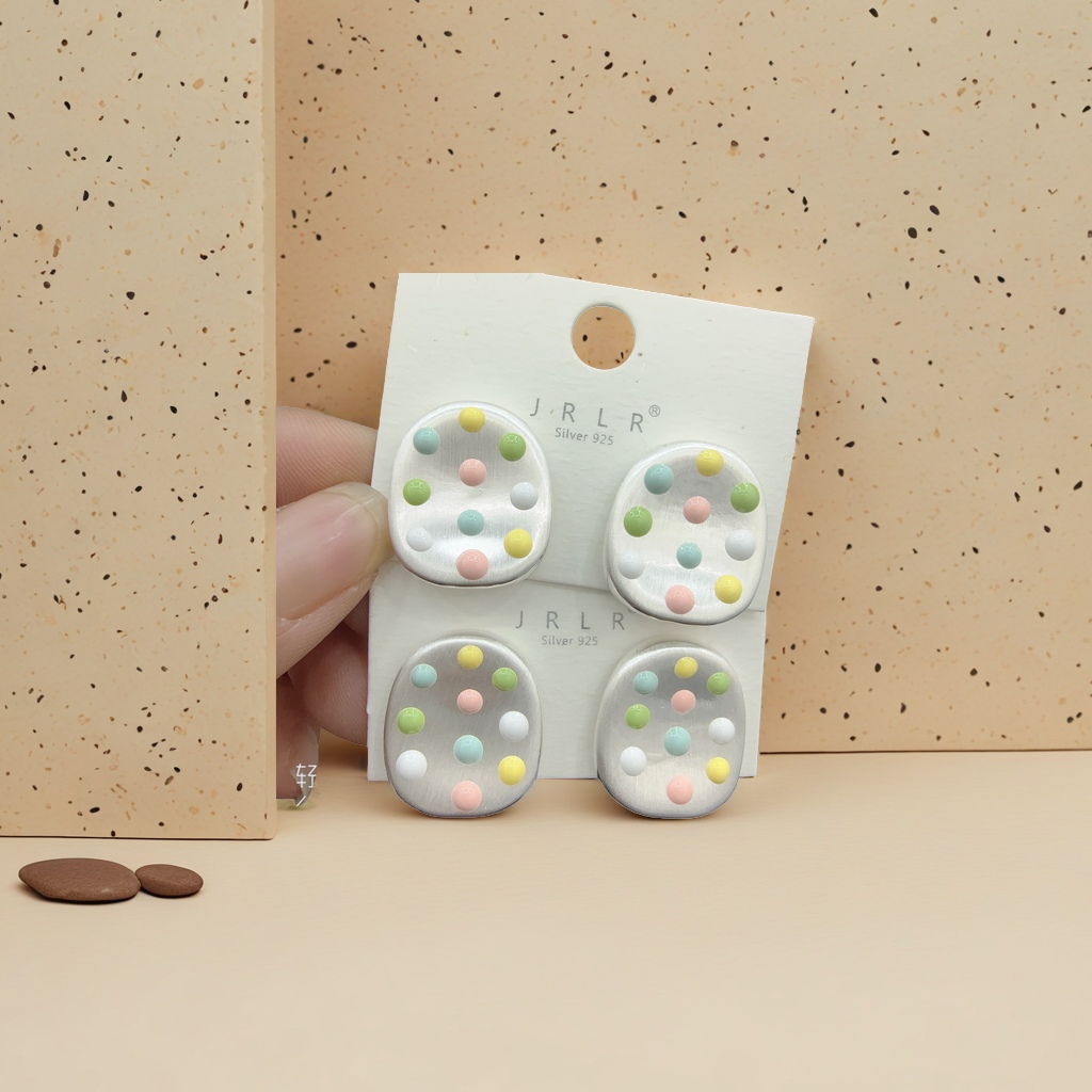 Korean-style fashionable and simple summer, fresh and elegant, colorful brushed earrings and stud earrings are super beautiful accessories details Picture