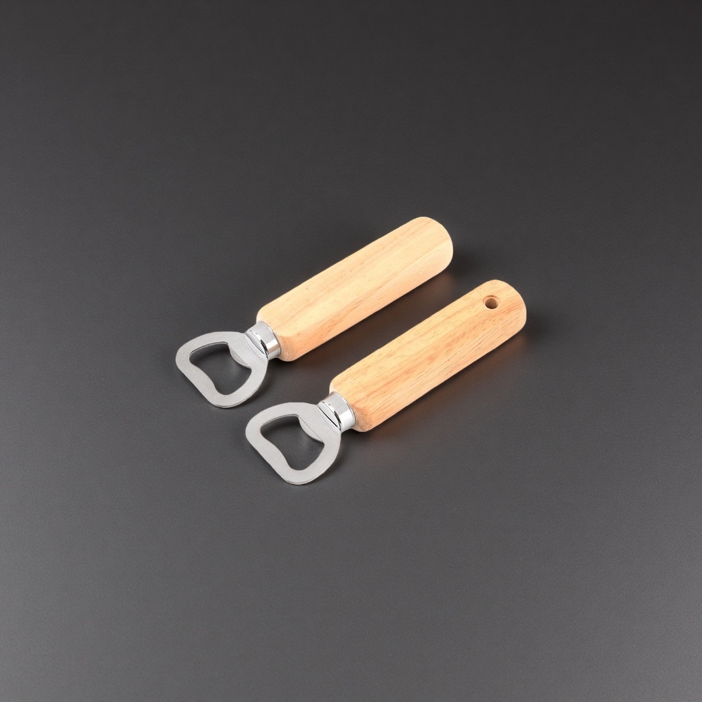 Wooden handle bottle opener, thickened stainless steel, durable, anti-slip grip, wine bottle opener, wooden product