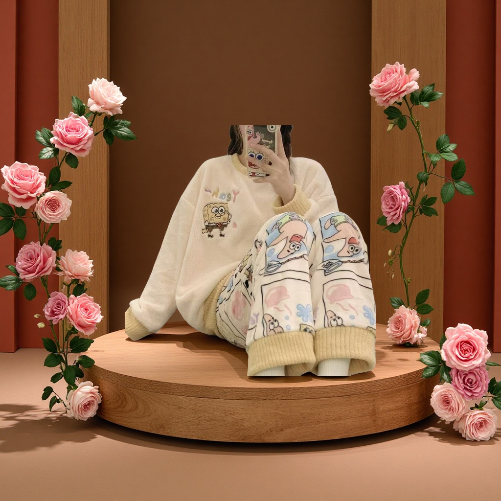 珊瑚绒加厚保暖睡衣居家家居服冬季新款慵懒风细节图