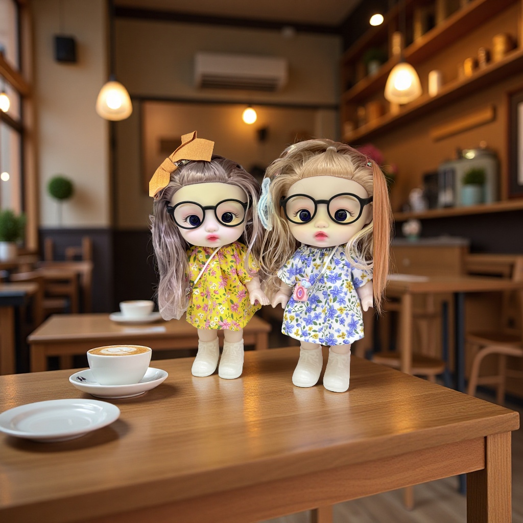 眼镜娃娃可爱卡通摆件桌面装饰小物萌系少女心饰品收纳盒