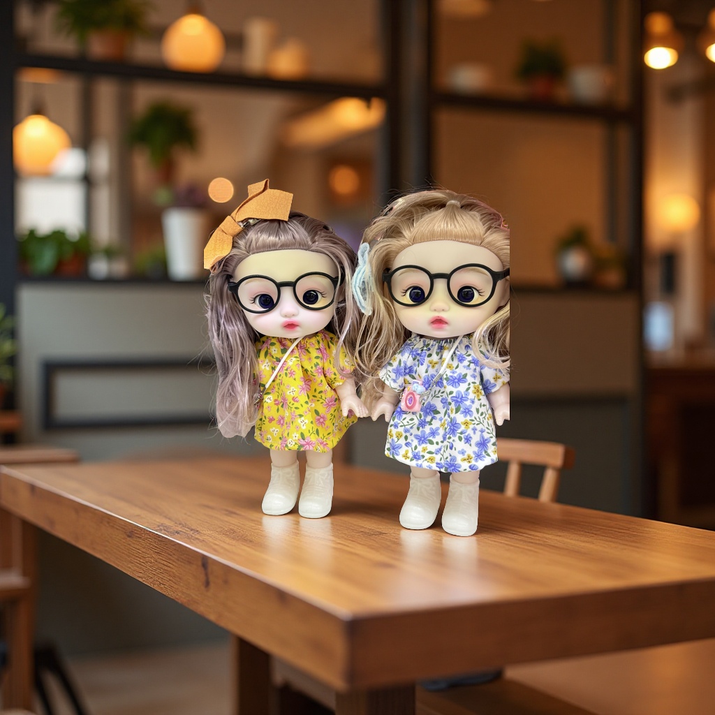 眼镜娃娃可爱卡通摆件桌面装饰小物萌系少女心饰品收纳盒产品图