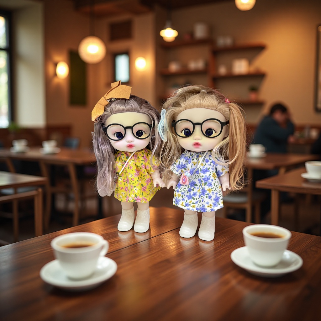 眼镜娃娃可爱卡通摆件桌面装饰小物萌系少女心饰品收纳盒细节图