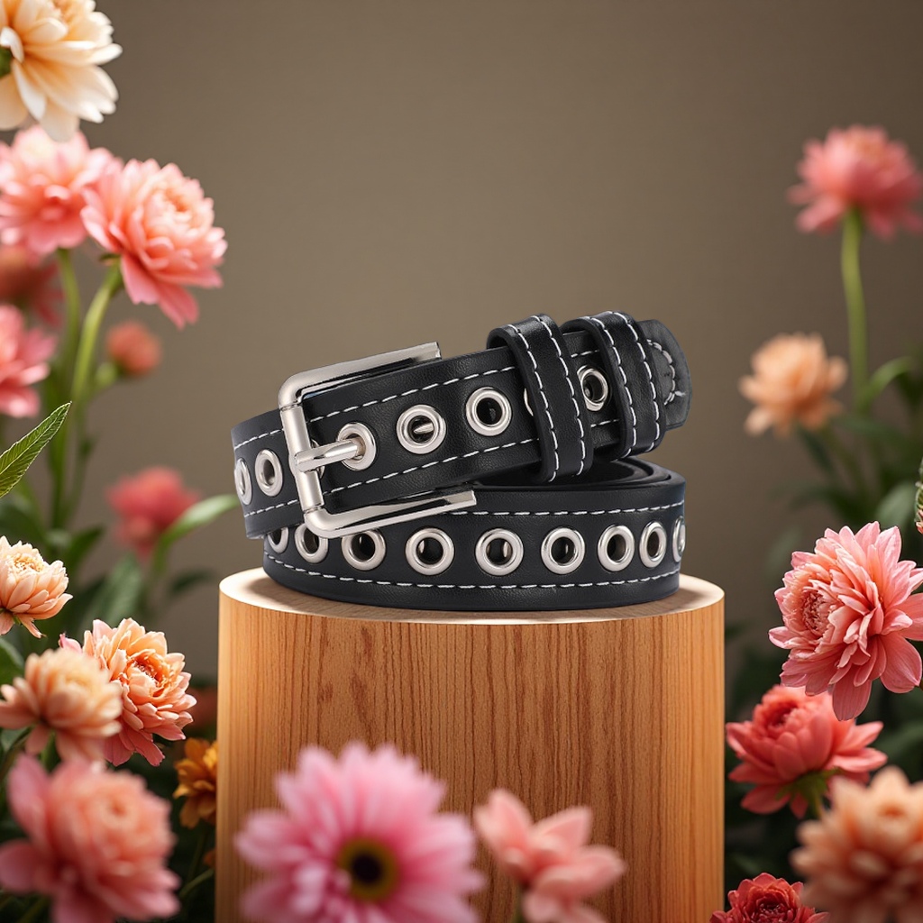 Fashionable leather belt for men, simple and versatile, casual style 2024 new style details Picture