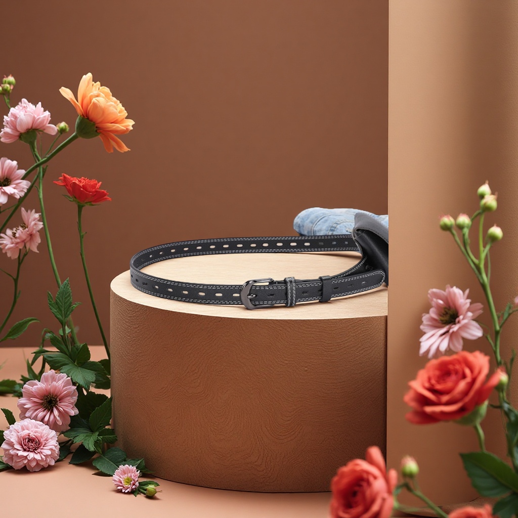 Fashionable leather belt for men, simple and casual style, 3cm wide, 100cm long, black classic style details Picture