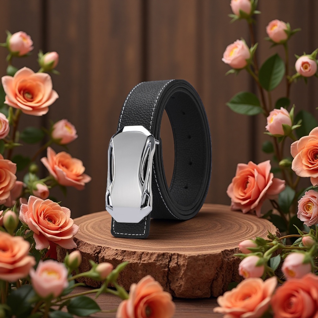 The fashionable leather belt for men is a simple business casual style suitable for daily wear details Picture